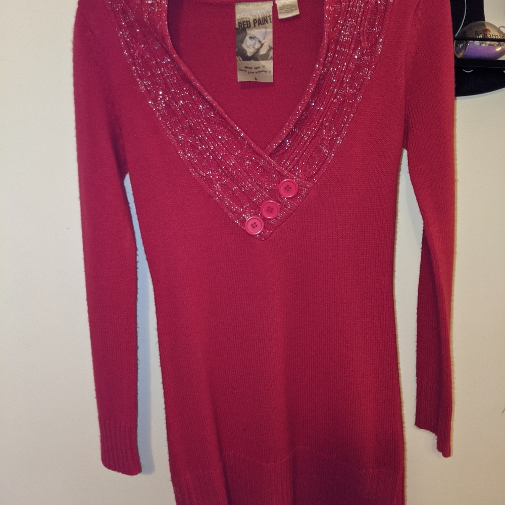 Pink low cut sweater